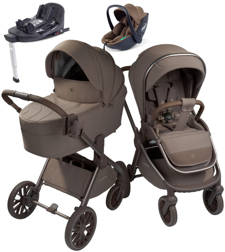 Детская коляска AmaroBaby Phenom 4 в 1 с автокреслом Rant Miro Moca и базой бежевый