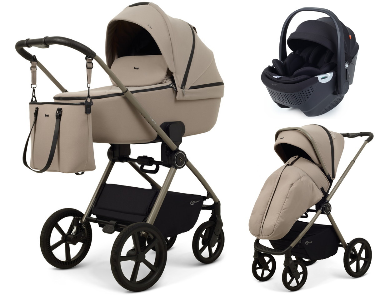 Детская коляска Rant Teo Soft 3 в 1 с автокреслом Aster Zero Black Cloud