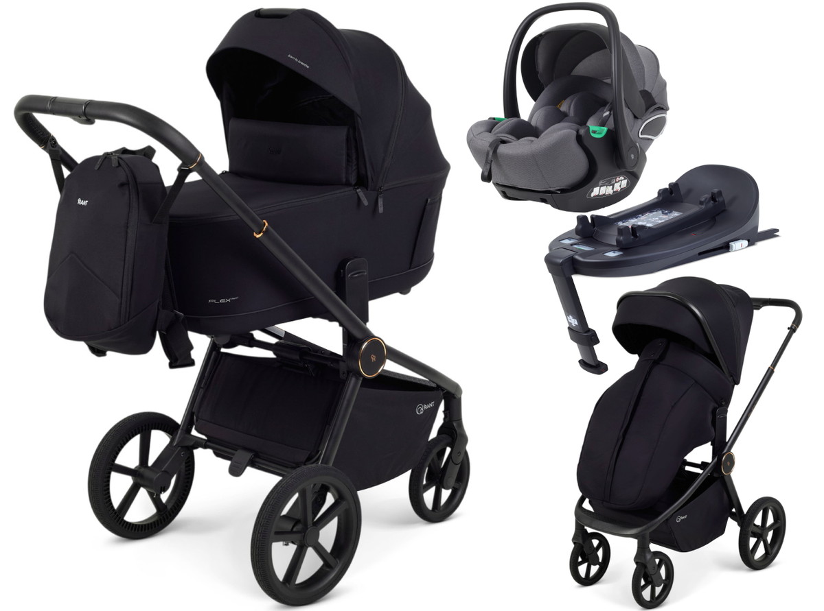 Детская коляска Rant Flex Therm Soft 4 в 1 с автокреслом Evomax Grey и базой Gold Black