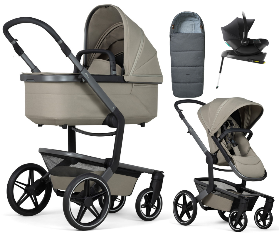 Детская коляска 4 в 1 Joolz Day 5 и автокресло Baby-Safe Core Space Black и база Baby-Safe Core без адаптеров + конверт в подарок Sage green