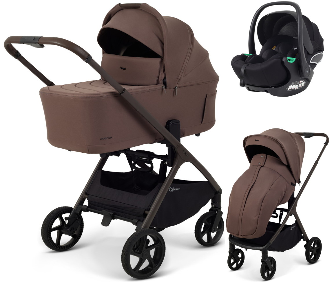 Детская коляска Rant Aventa 3 в 1 с автокреслом Evomax Black Beige