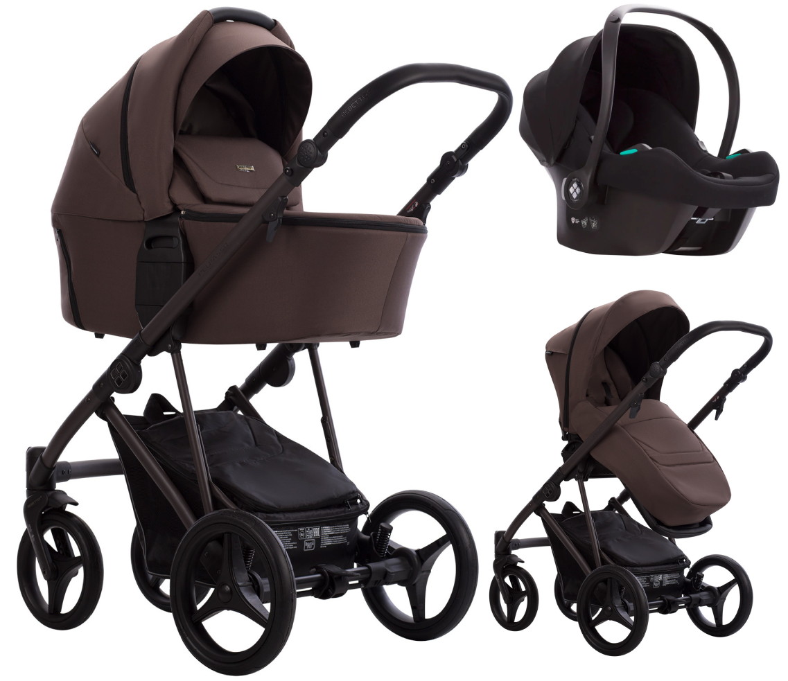 Детская коляска Bebetto Pelpasso 3 в 1 с автокреслом Avionaut Cosmo 06 Brown коричневый, коричневая рама