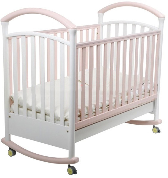 Детская кроватка Papaloni Фиорентина качалка 125x65 см белый/розовый