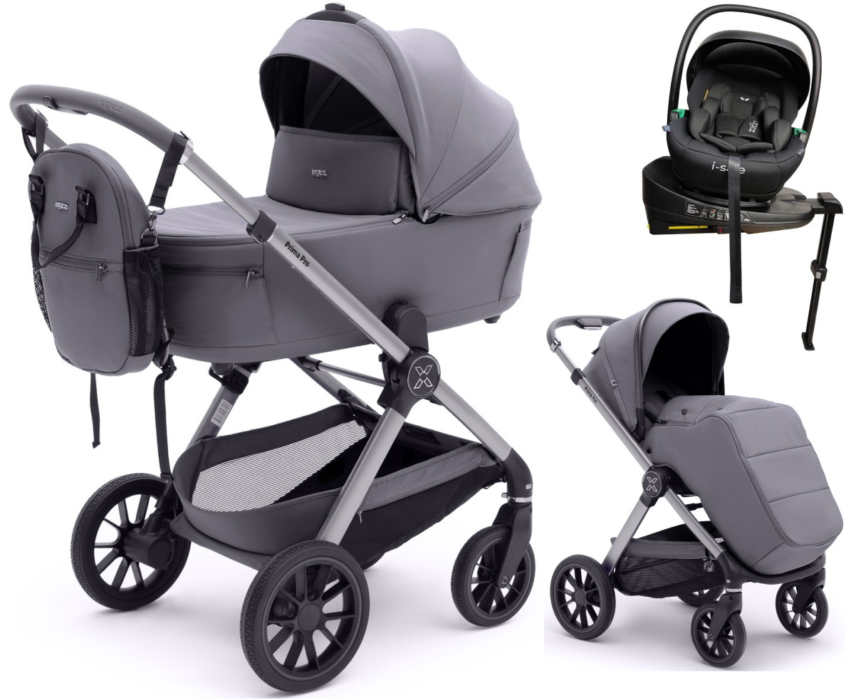 Коляска Agex Prima Pro 4 в 1 с автокреслом i-Safe Black и базой APS214 Sora серый