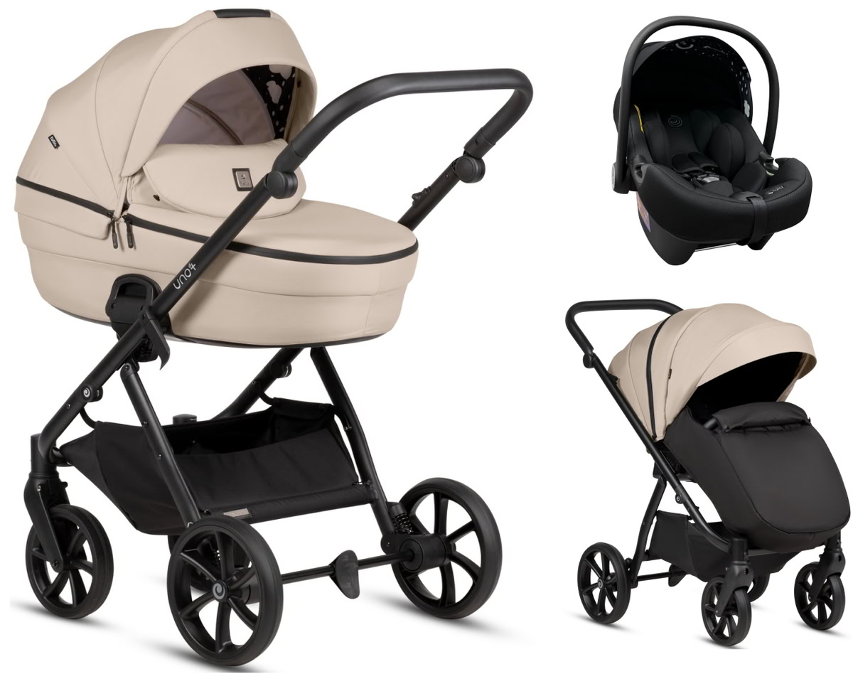 Детская коляска Tutis Uno 6 Plus Essential collection 3 в 1 с автокреслом Elo Lux EduSky Black 1602180 Beige с сумкой