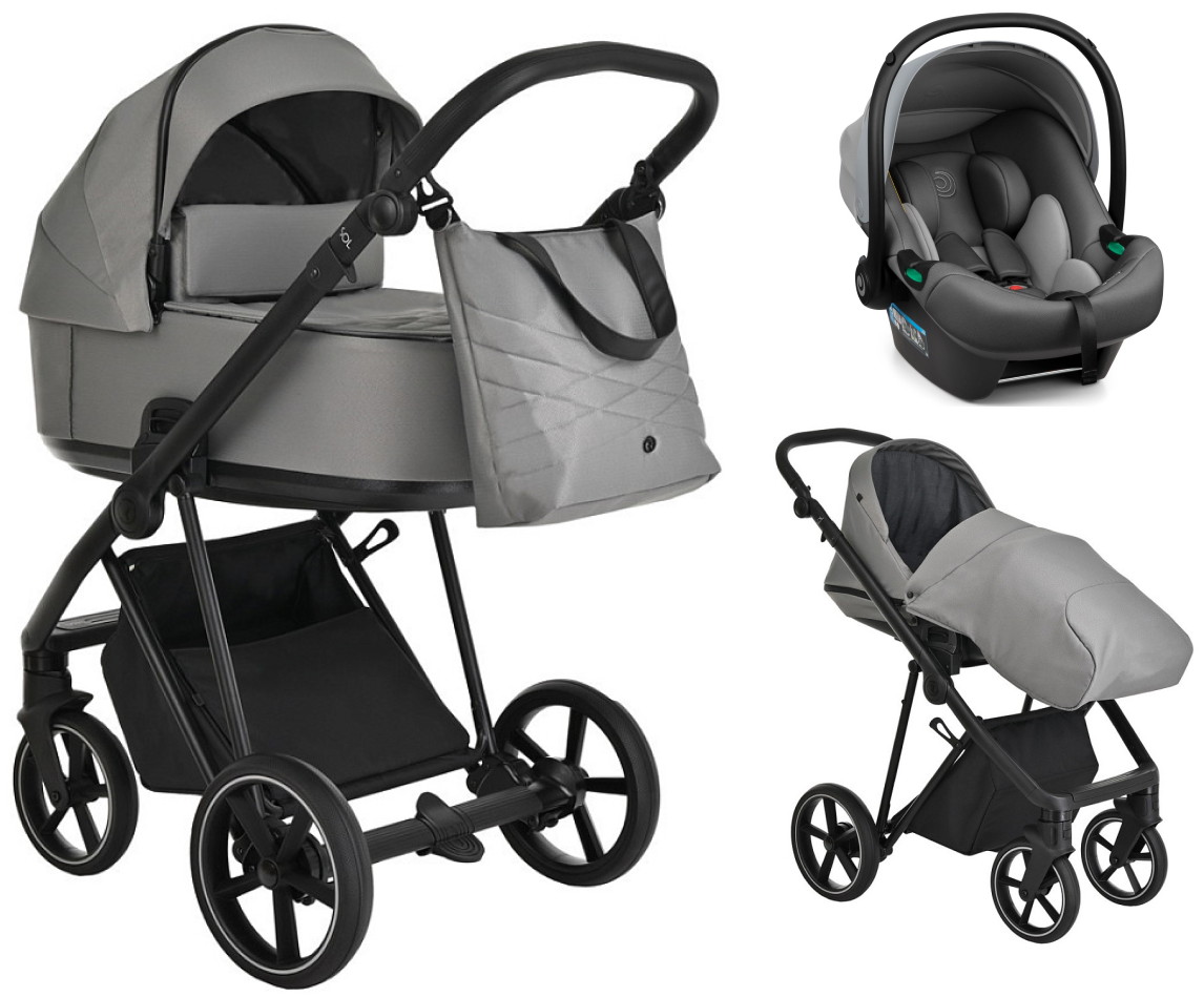 Детская коляска Roan Sol 3 в 1 с автокреслом Tutis Elo Lux Grey RSL/1011 Cloud Grey