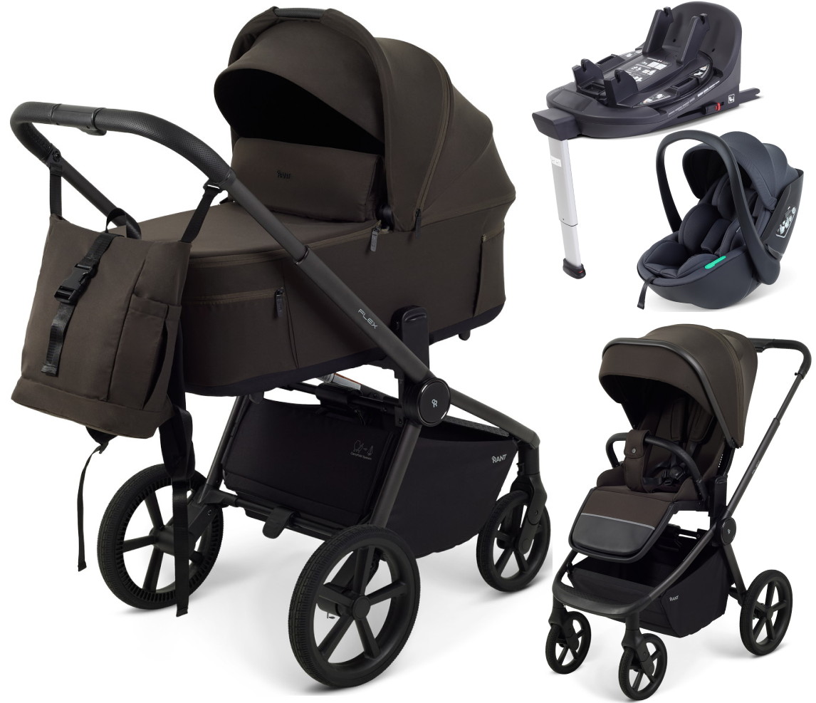 Детская коляска Rant Flex Forma 4 в 1 RA124 с автокреслом Miro Dark Grey и базой Shine Brown Коричневый