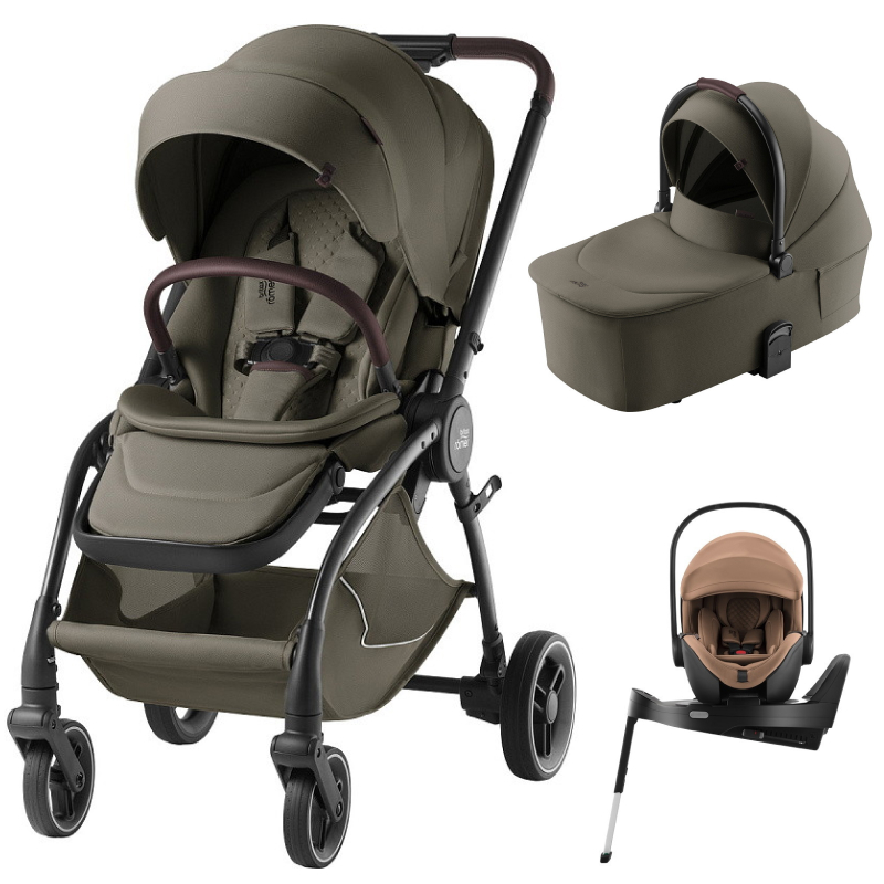 Коляска 3 в 1 Britax Roemer RIO LUX и автокресло Baby-Safe PRO LUX Warm Caramel + Vario Base 5Z Urban olive