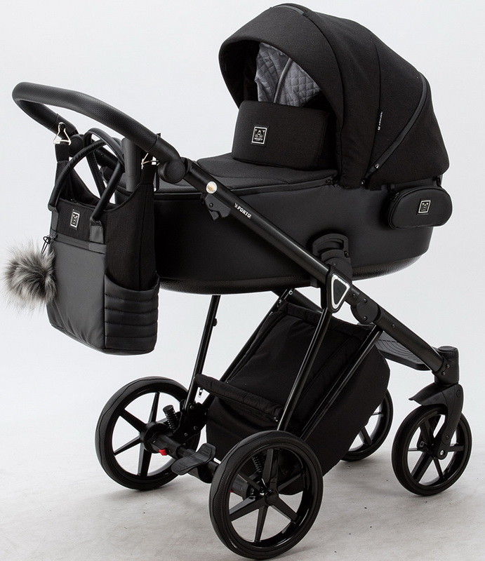 Детская коляска Adamex Porto 3 в 1 PO-PS37 (ЧЁРН.ТК+ЧЁРН.КОЖА)