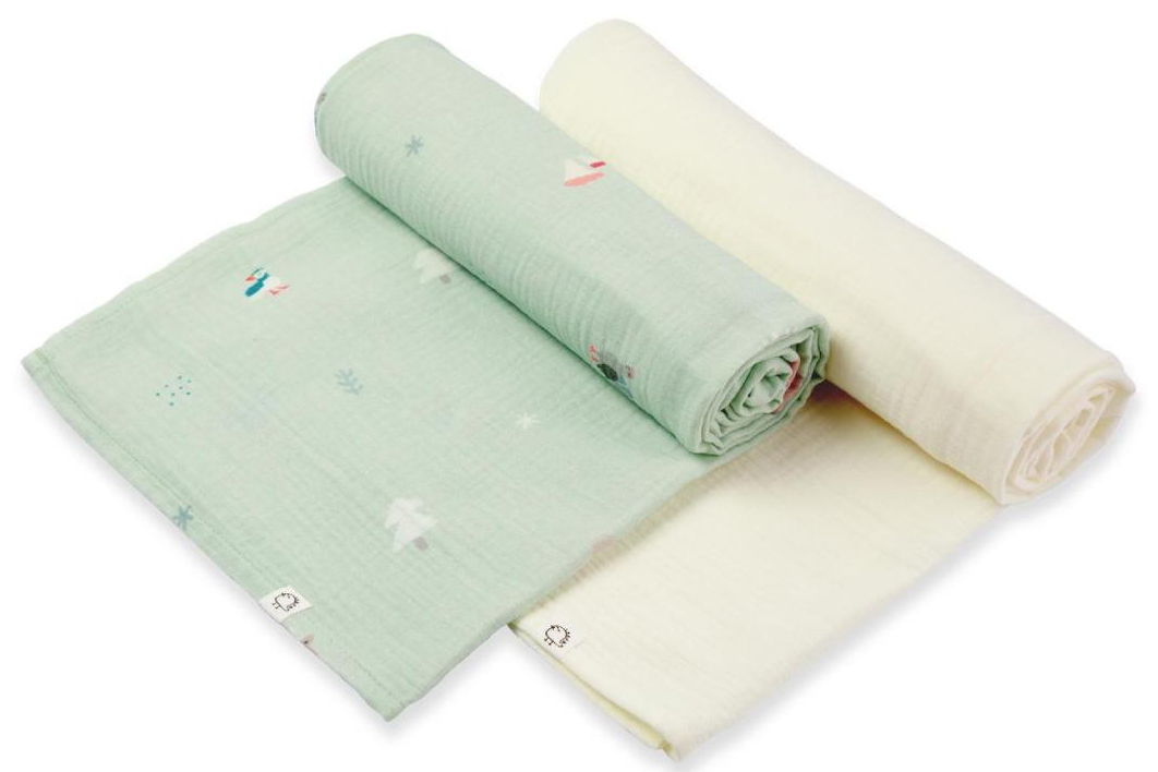 Пелёнки муслиновые Buba Kids, 2 шт, 75х115 см BKMUSSW39 Северный лес/ сливочный