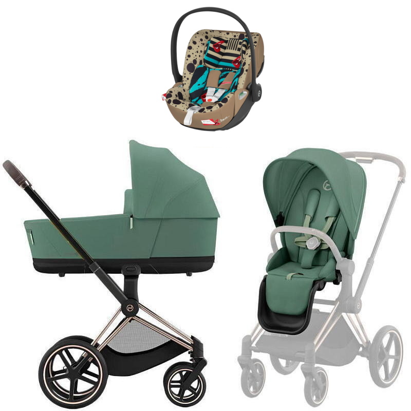 Коляска Cybex Priam IV Rosegold complete Cloud T One Love 3 в 1 Leaf Green