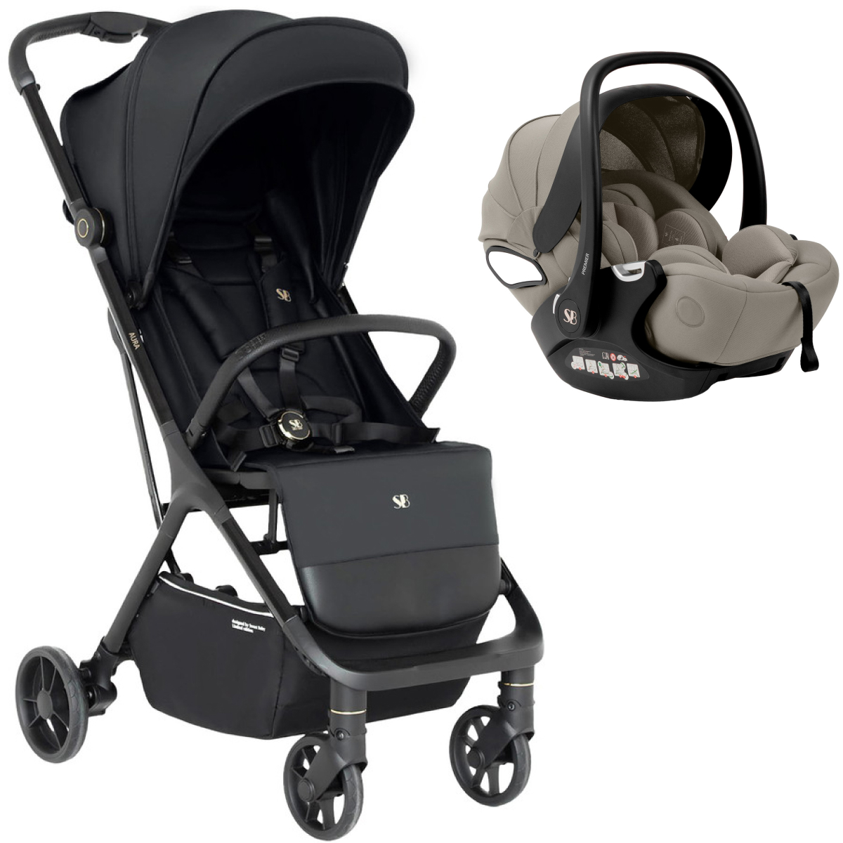 Прогулочная коляска Sweet Baby Aura + автокресло Premier Begie Grey