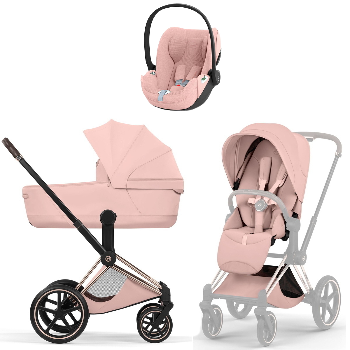 Коляска Cybex Priam V Rosegold Style Cloud T Peach Pink Plus 3 в 1 Peach Pink