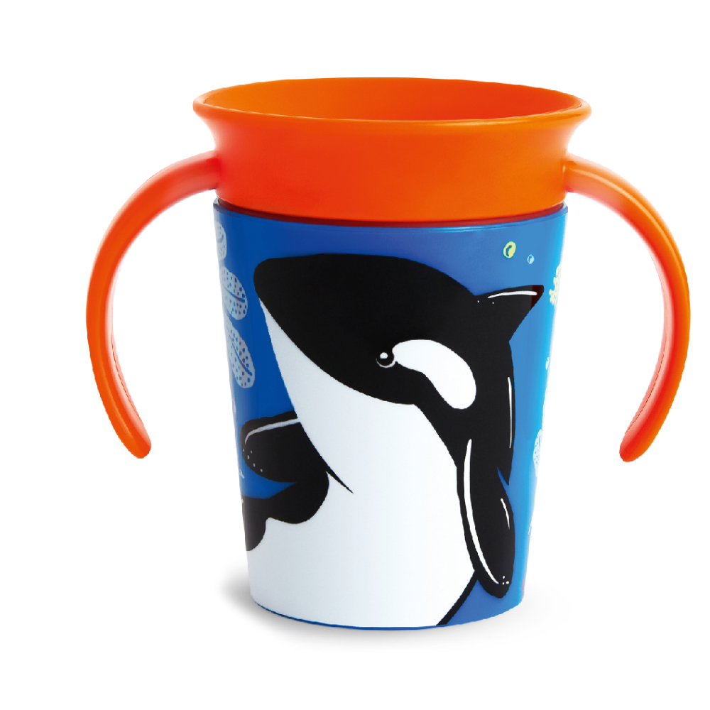 Поильник-непроливайка Munchkin MIRACLE 360 ЭКО с ручками, Косатка, 177мл., 6+