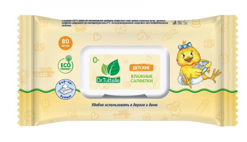  Детские влажные салфетки Dr.Tuttelle с клапаном 80 шт.