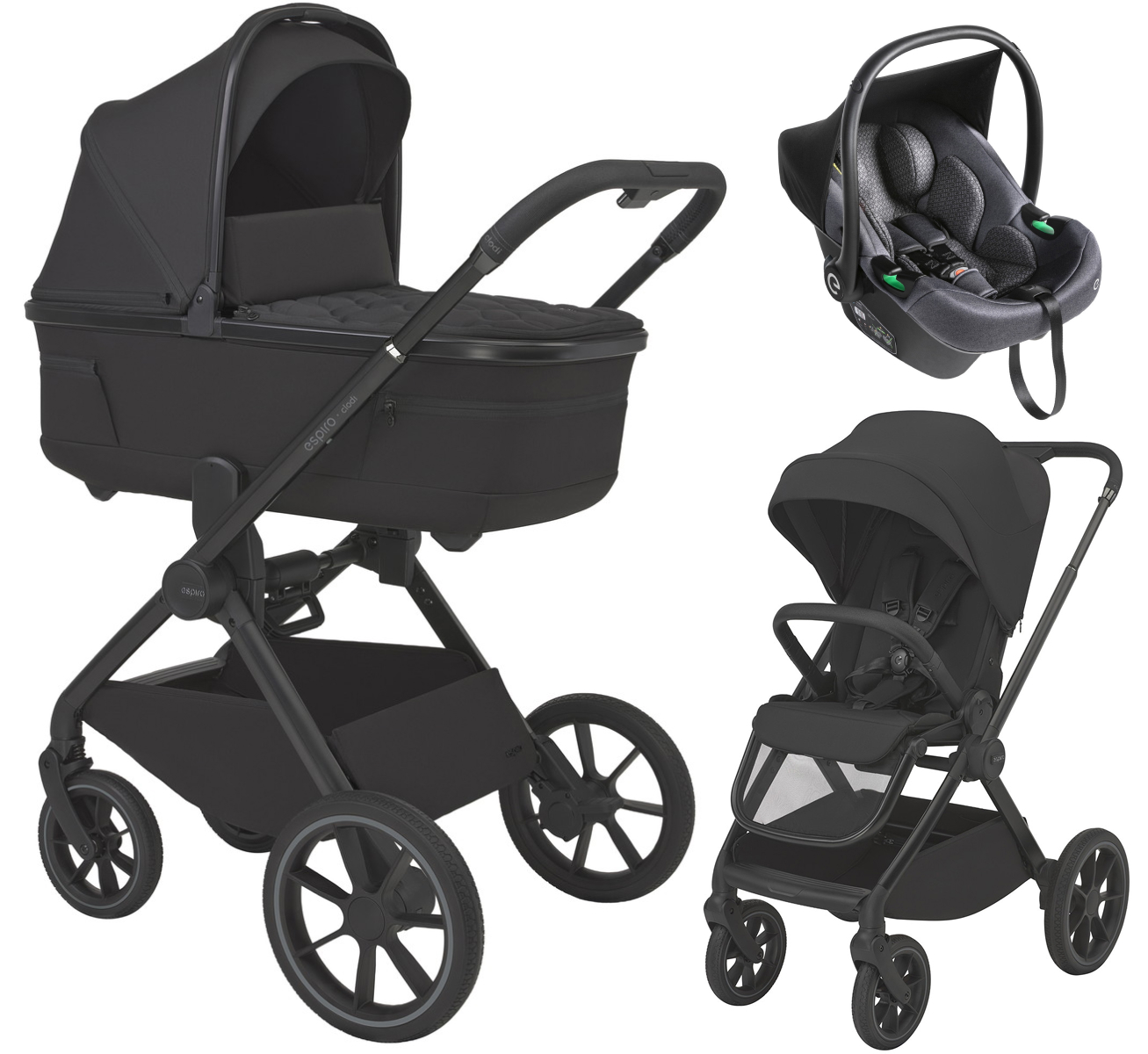 Детская коляска 3 в 1 Espiro Clodi и автокресло Pi Graphite 10 trendy black