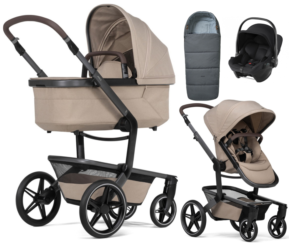 Детская коляска 3 в 1 Joolz Day 5 и автокресло Baby-Safe Core Space Black без адаптеров + конверт в подарок Sandy taupe