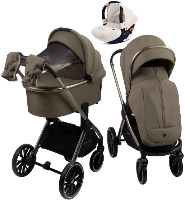 Детская коляска AmaroBaby Genius 3 в 1 с автокреслом Rant Cruise Beige коричневый