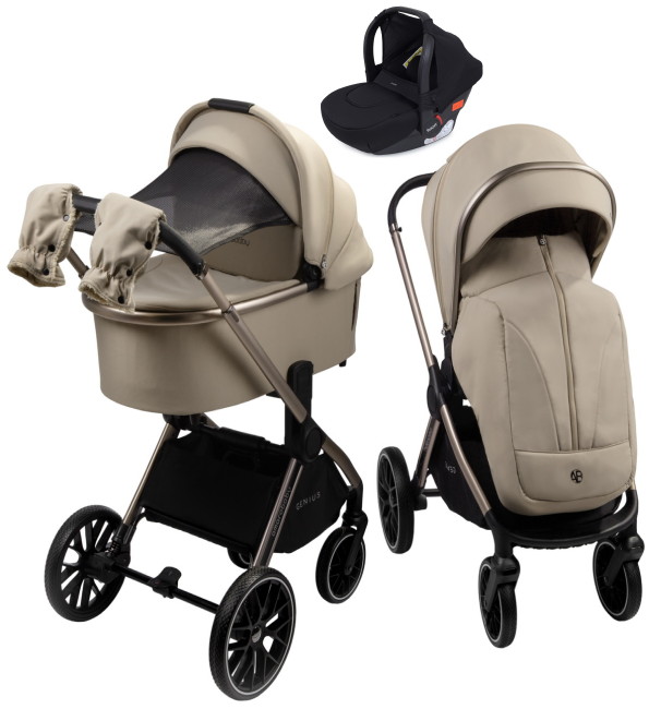 Детская коляска AmaroBaby Genius 3 в 1 с автокреслом Rant Cruise Black бежевый