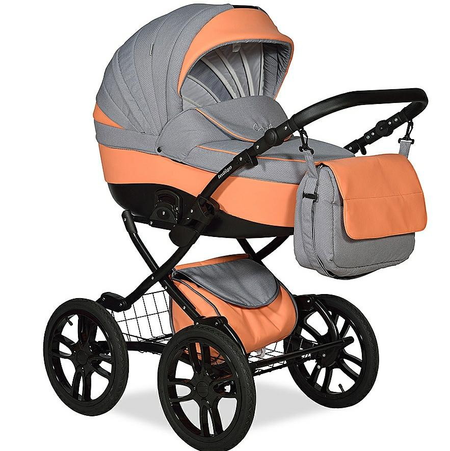Детская коляска Indigo Camila S Plus 2 в 1 Cs21 серый+оранжевая кожа