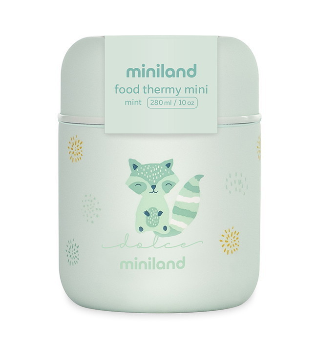 Детский термос для еды и жидкостей Miniland Thermy Dolce Mini 280 мл бирюзовый/енот