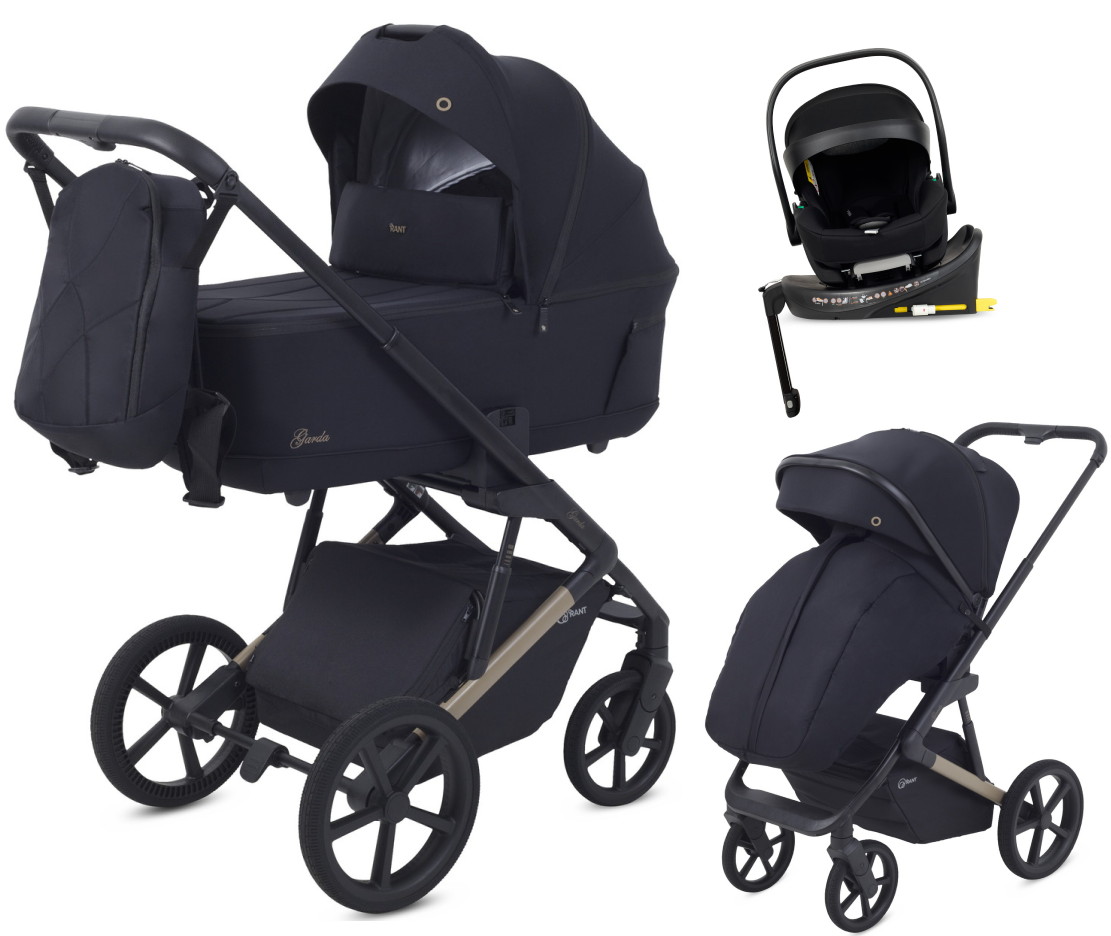 Детская коляска Rant Garda 4 в 1 с автокреслом Perla Black и базой Black