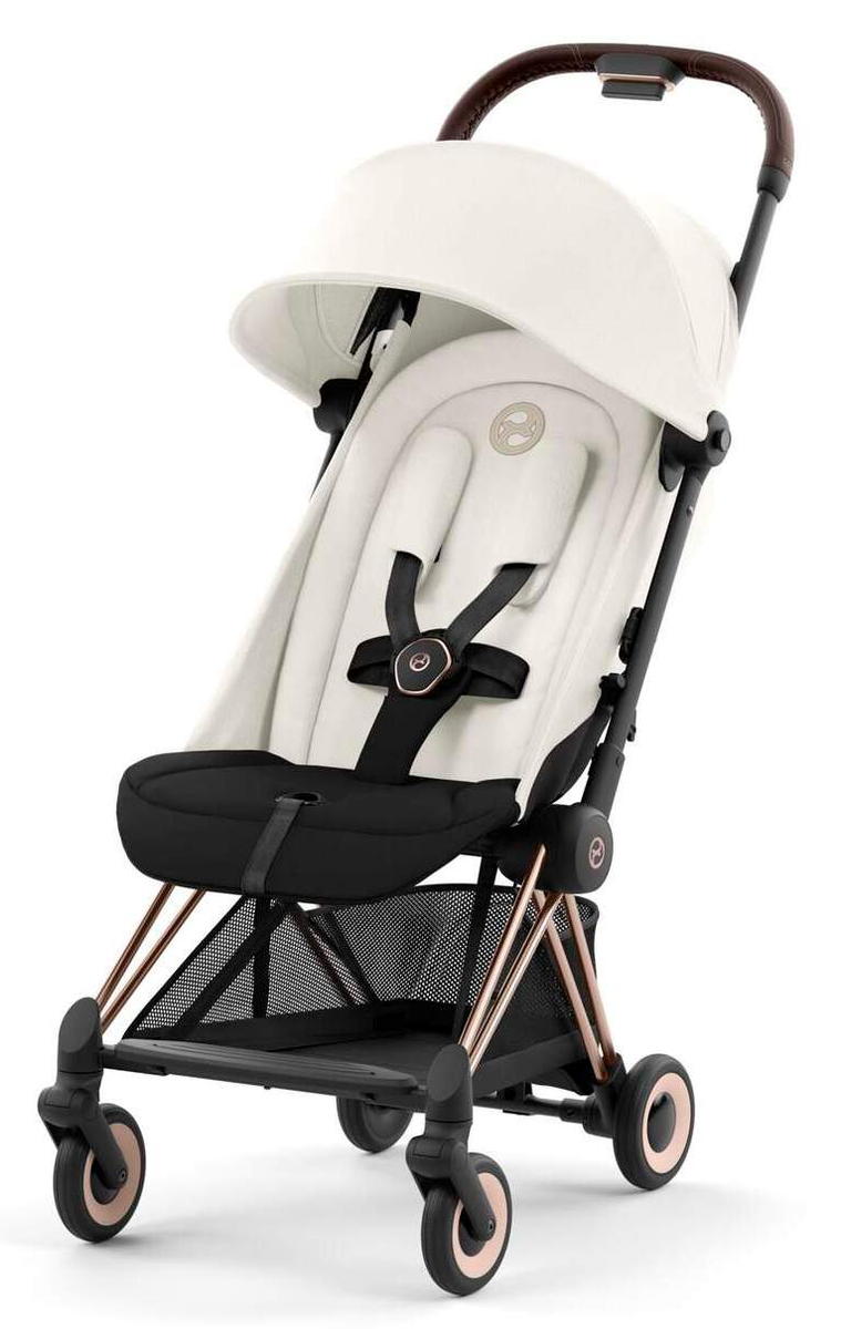 Прогулочная коляска Cybex Coya Off White с дождевиком и бампером/Rosegold 522005605