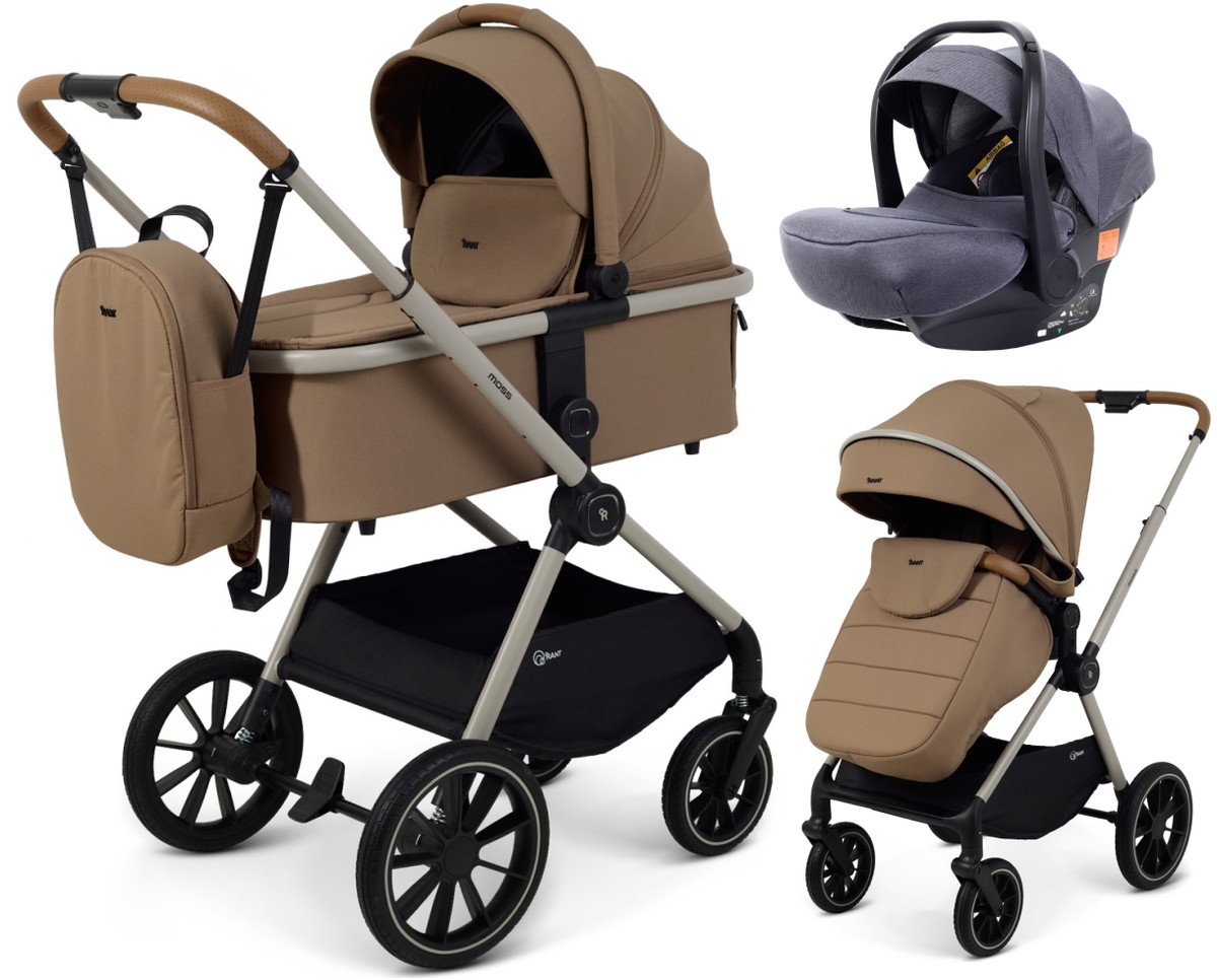 Детская коляска Rant Moss Prime 3 в 1 с автокреслом Carry Pro Graphite Beige