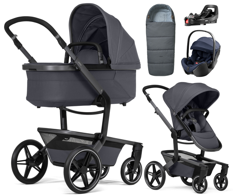 Детская коляска 4 в 1 Joolz Day 5 и автокресло Britax Roemer Baby-Safe Pro Style Night Blue и база Vario Base 5Z без адаптеров + конверт в подарок Stone grey
