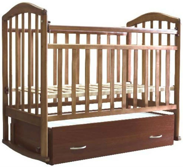 Детская кроватка Антел Алита-6 (маятник продольный с ящиком) 120x60 см орех
