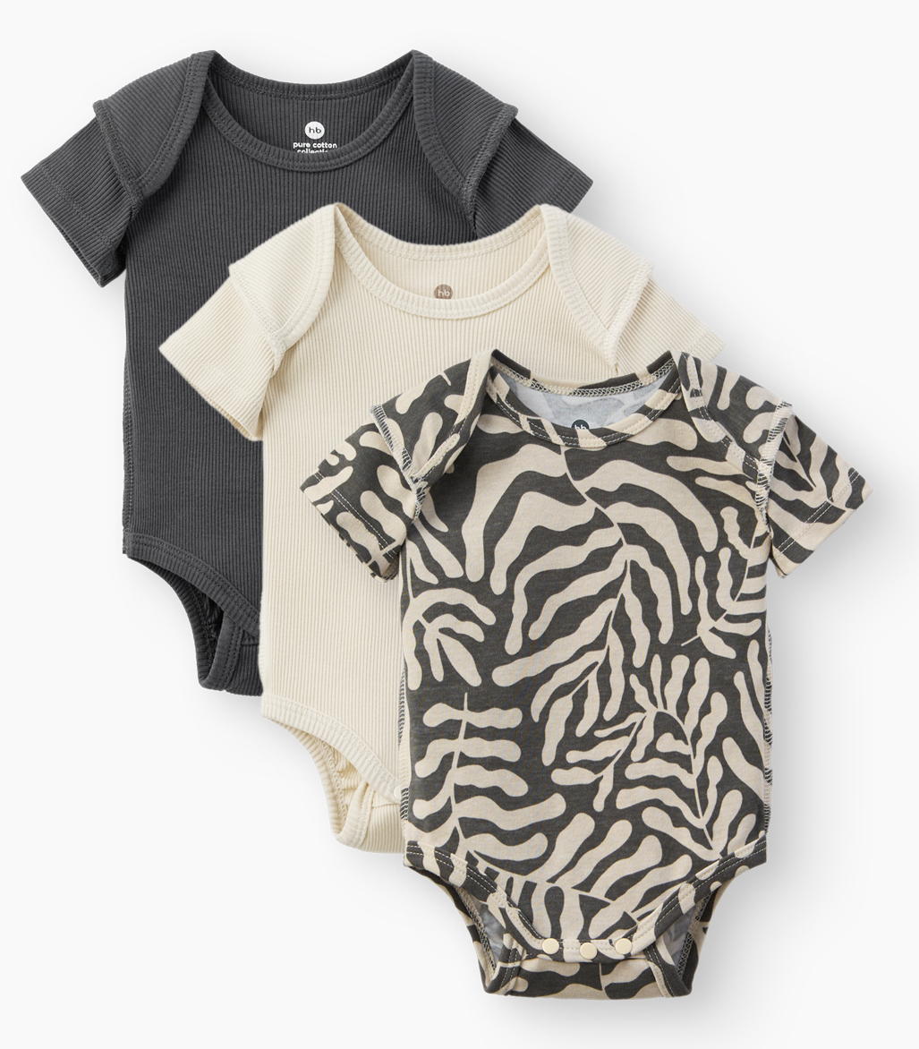 Боди детское Happy Baby 3 шт. 90133-0 ЧЗ листочки/leaves, 56 56