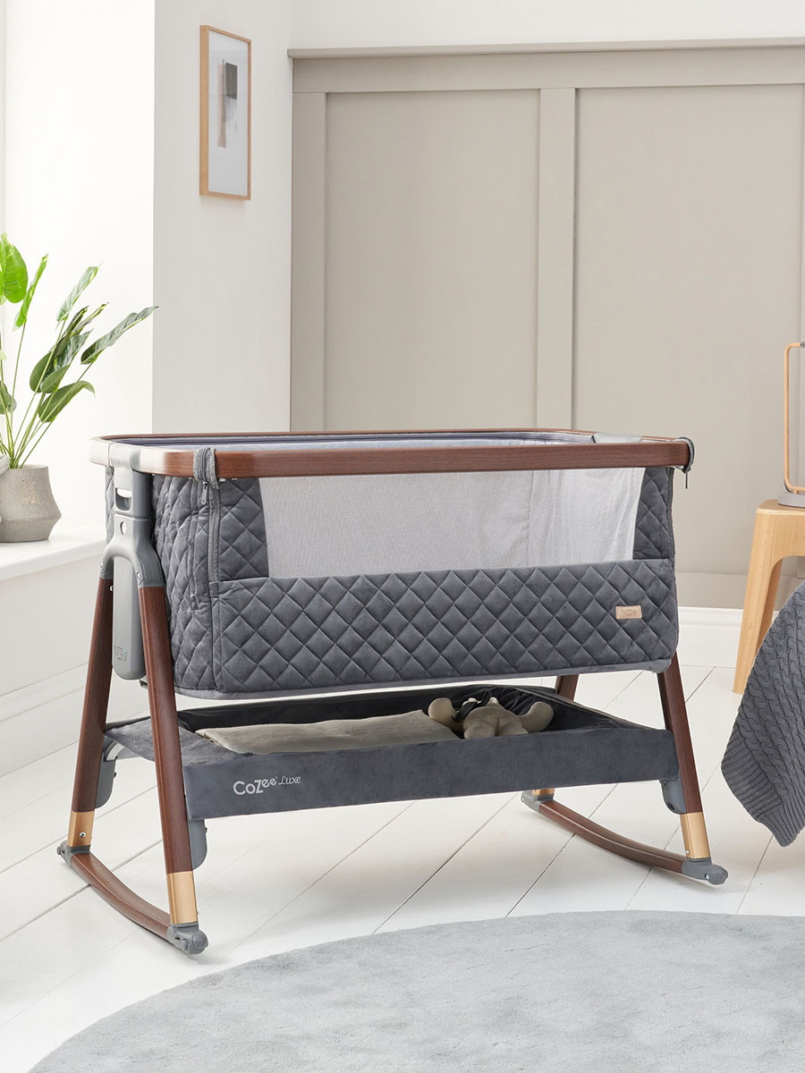Колыбель приставная Tutti Bambini CoZee Luxe с колесами 211208/6581 + Качалка 211266/65 Walnut/Slate