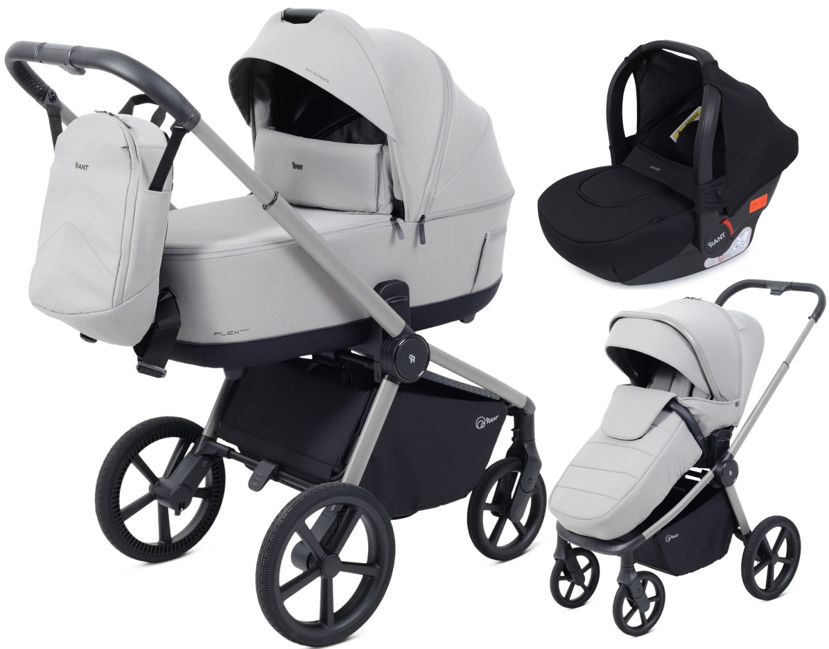 Детская коляска Rant Flex Therm Soft 3 в 1 с автокреслом Cruise Black Stone Grey