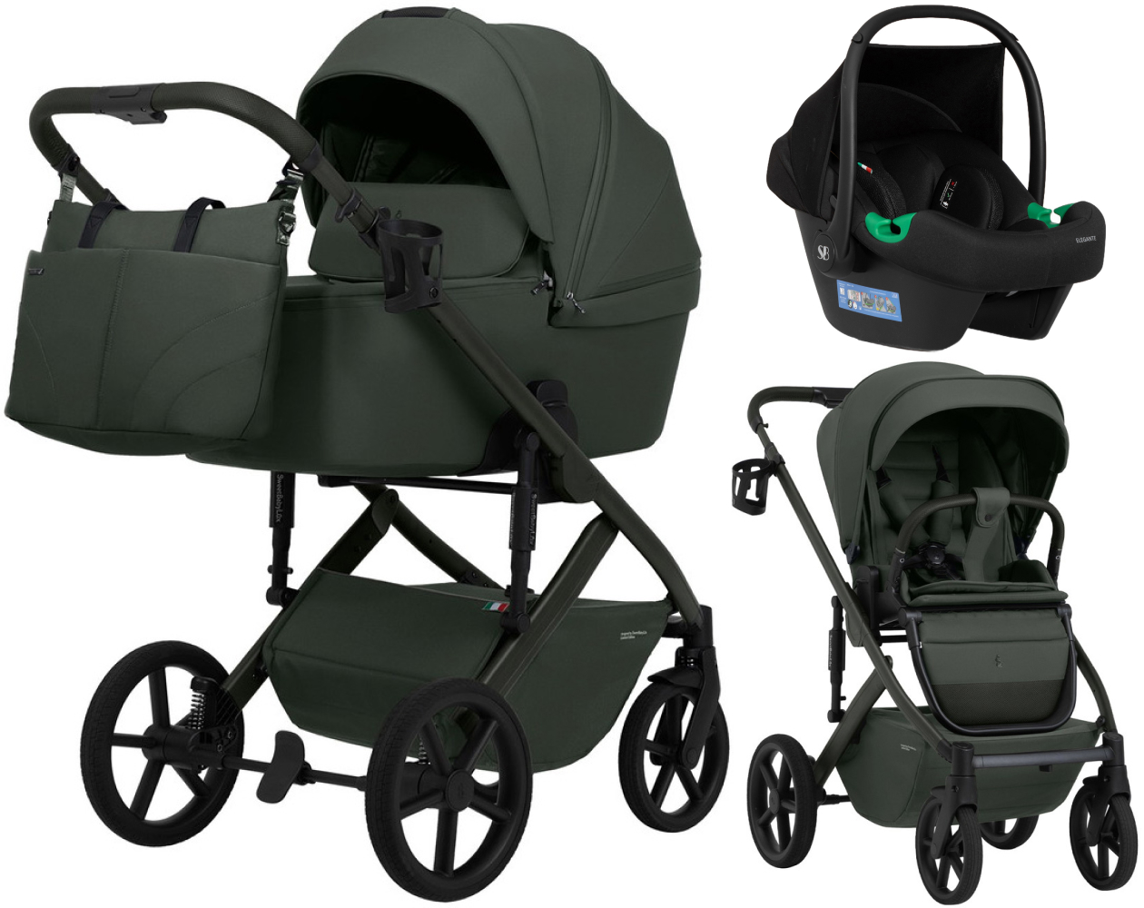 Коляска 3 в 1 Sweet Baby SBL Dolce + автокресло Elegante Plus Forest Green