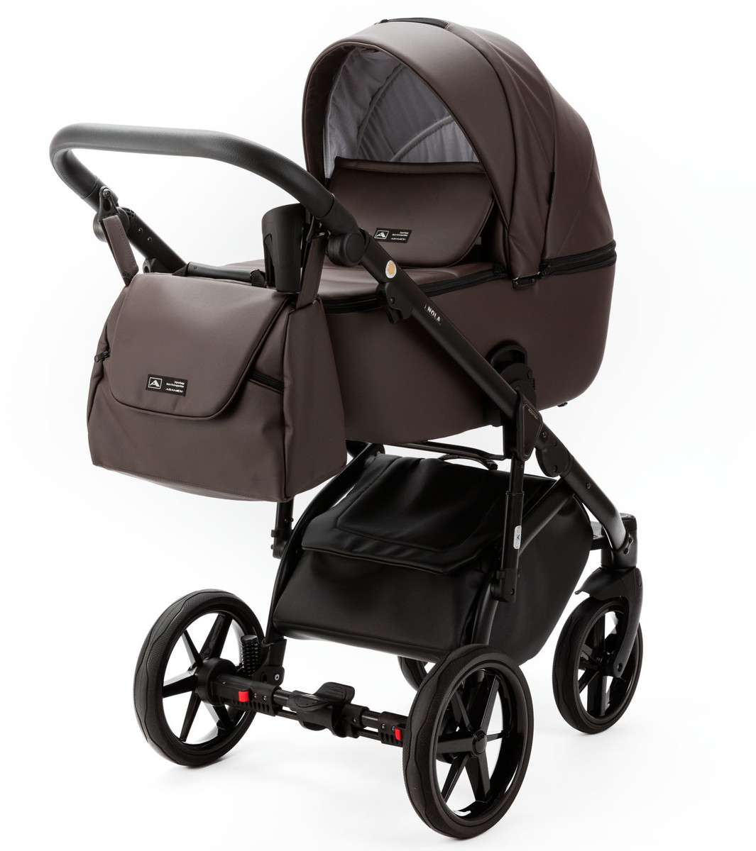 Детская коляска Adamex Nola Deluxe 2 в 1 N-SA28 (КОРИЧНЕВАЯ КОЖА)