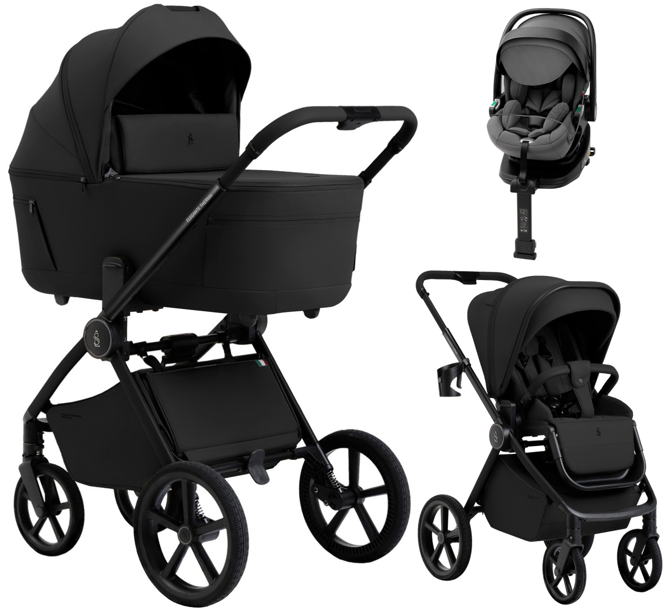 Коляска 4 в 1 Sweet Baby SBL Elegante Therma Colore + автокресло Premier Plus Grey Black
