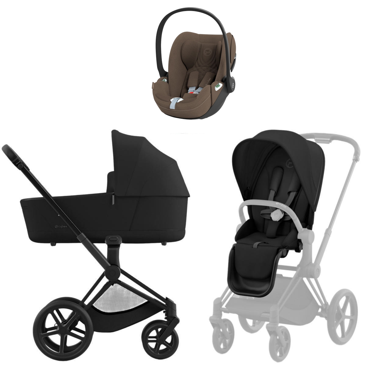Коляска Cybex Priam IV Matt Black complete Cloud T Coconut Brown Plus 3 в 1 Sepia Black