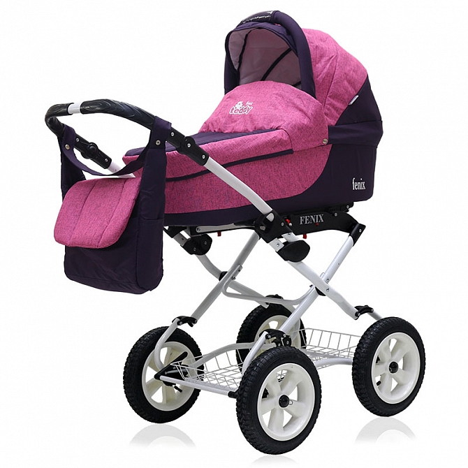 Детская коляска Teddy (BartPlast) Fenix Classic 2 в 1 09 фиолетовый-розовый