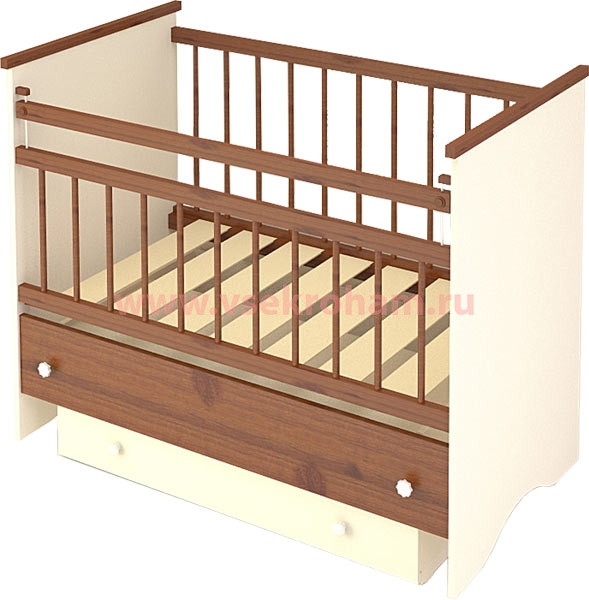 Детская кроватка Бэби Бум Вероника (маятник продольный) 120x60 см темный орех