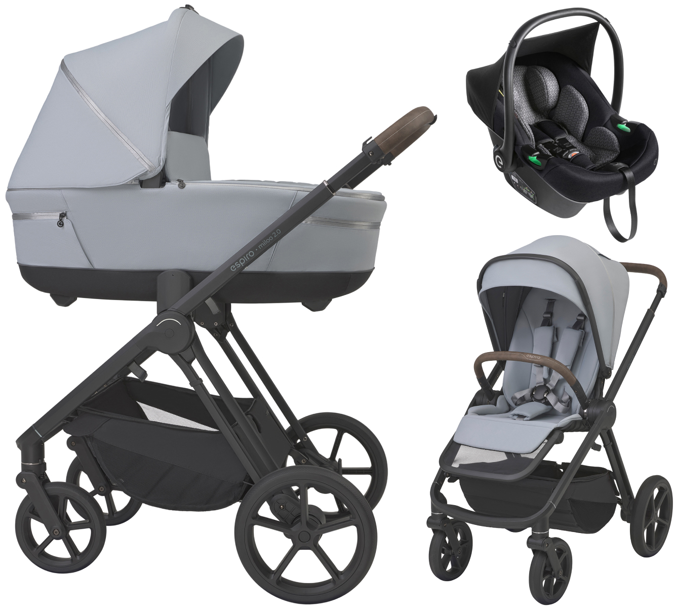 Детская коляска 3 в 1 Espiro Miloo 2.0 и автокресло Pi Black 303 unique dove