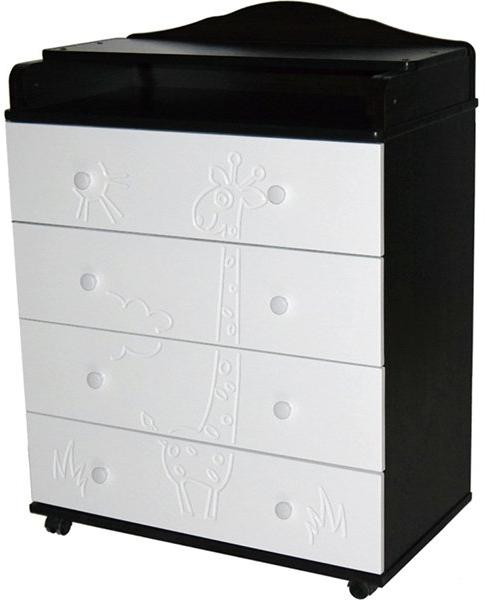 Детский пеленальный комод Антел Ульяна-9 Жираф 800/4 венге-белый