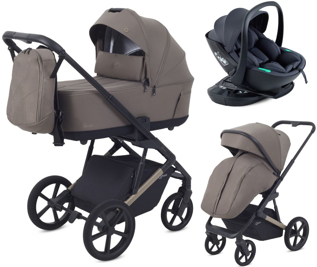 Детская коляска Rant Garda 4 в 1 с автокреслом Miro Dark Grey и базой Mocca