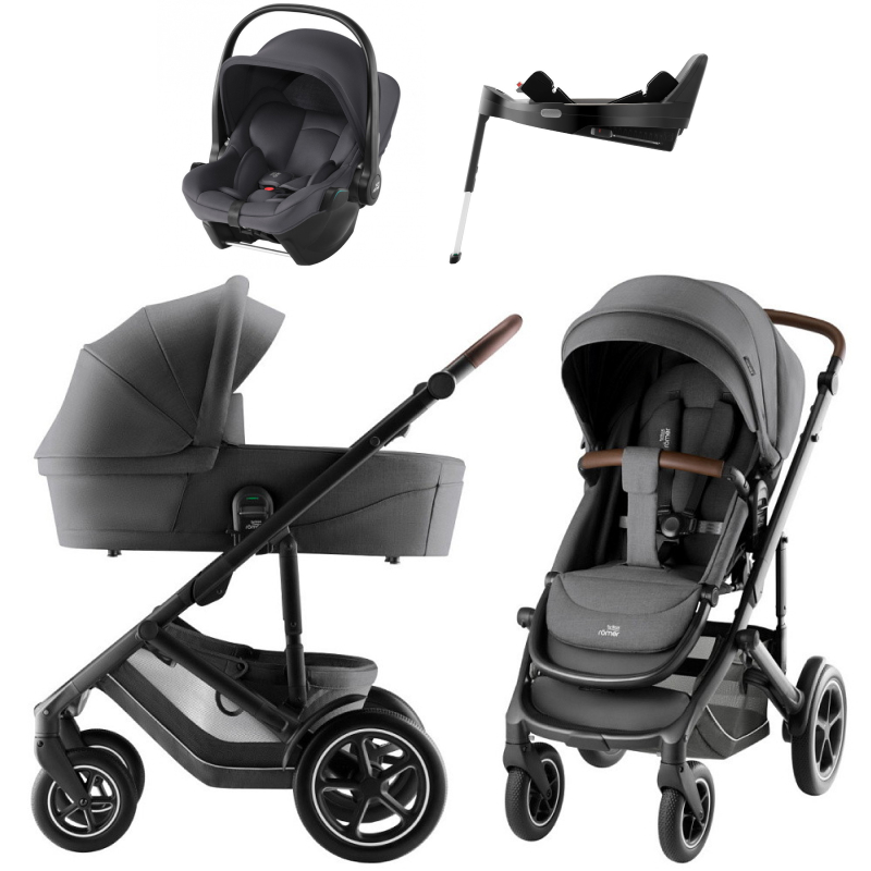 Коляска 4 в 1 Britax Roemer Smile 5Z Style и автокресло Baby-Safe Core Midnight Grey + Vario Base 5Z Mineral Grey