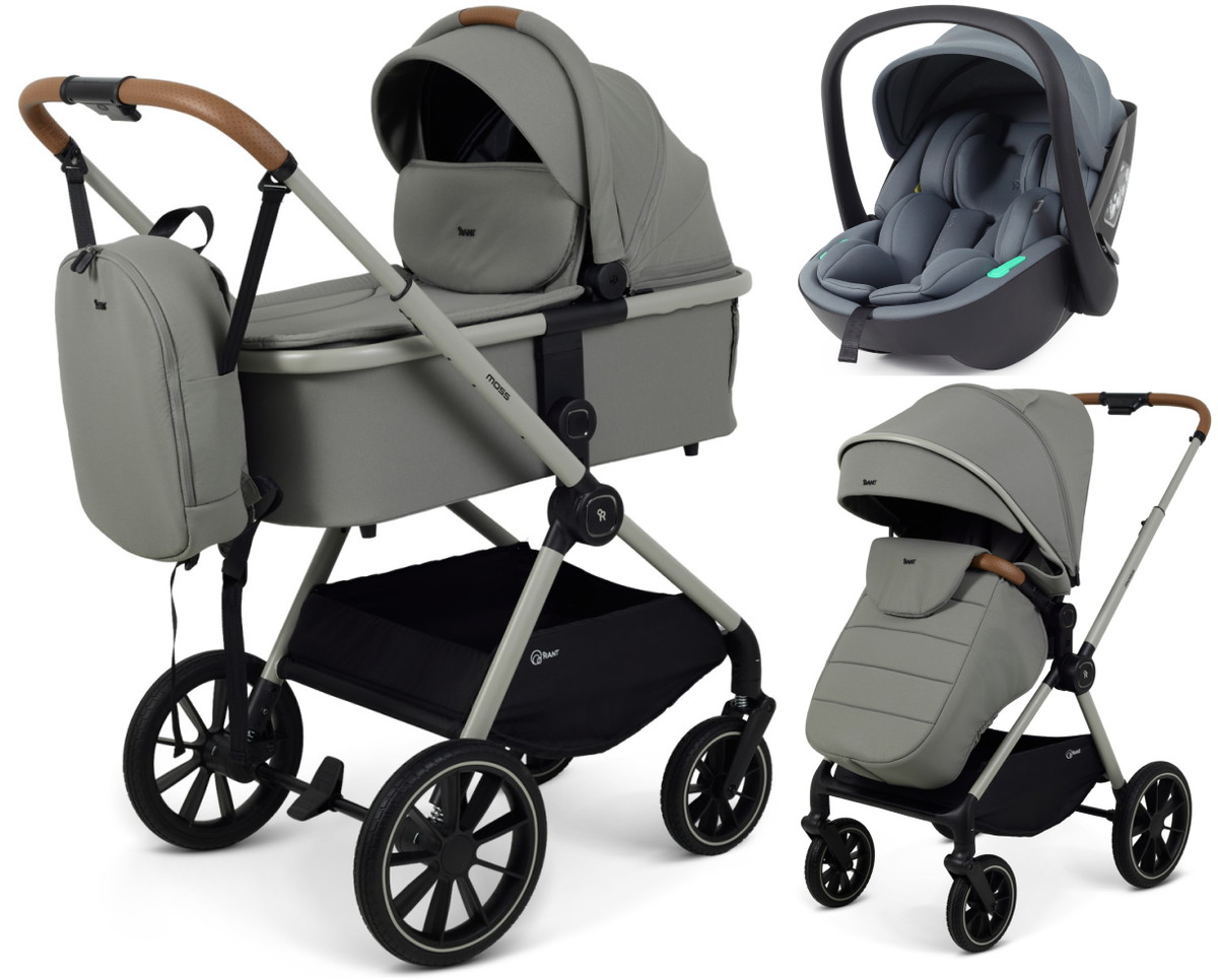 Детская коляска Rant Moss Prime 3 в 1 с автокреслом Miro Graphite Grey