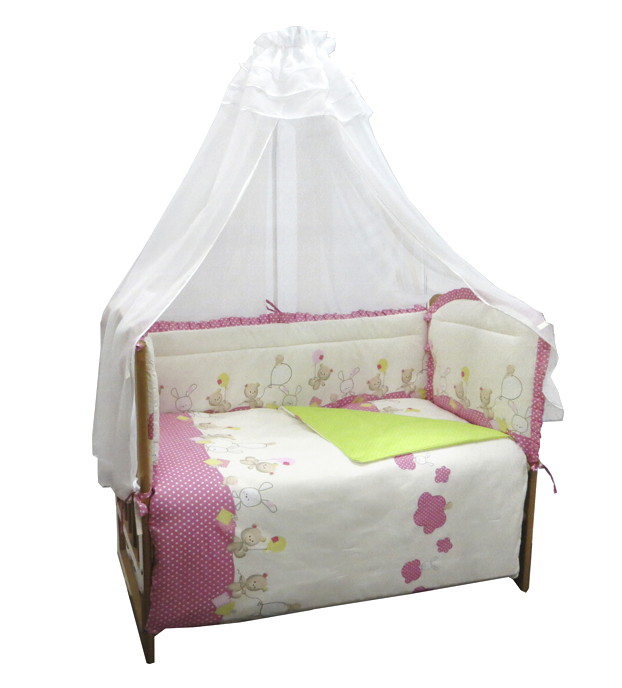 Постельное белье Soni Kids в уютных облачках 3 предмета 140х110 розовый