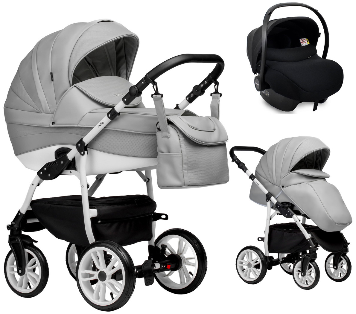 Детская коляска Indigo Indigo Special New 3 в 1 с автокреслом Avionaut Cosmo Is04 серая кожа