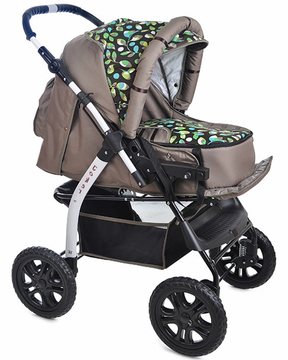 Детская коляска Kacper Joker Листики (колеса имитация) кофейный