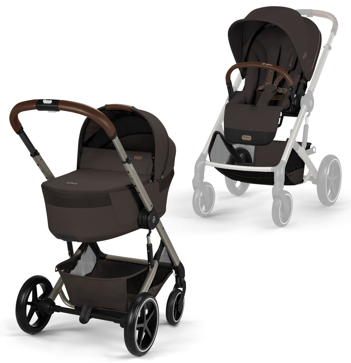 Коляска Cybex Balios S Lux with Fold Cot TPE 2 в 1 Chocolate Brown с дождевиками