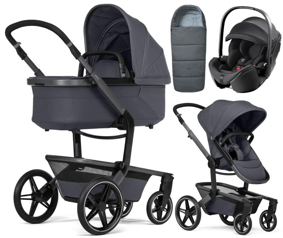 Детская коляска 3 в 1 Joolz Day 5 и автокресло Britax Roemer Baby-Safe Pro Classic Deep Black + конверт в подарок Stone grey