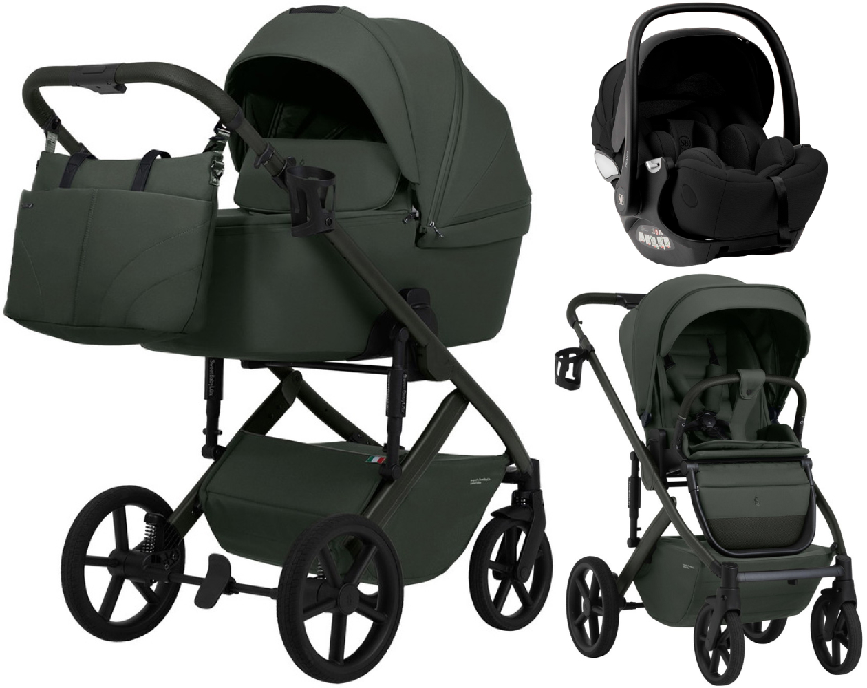 Коляска 3 в 1 Sweet Baby SBL Dolce + автокресло Premier Black Forest Green
